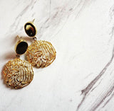 Project rich earrings, black and gold